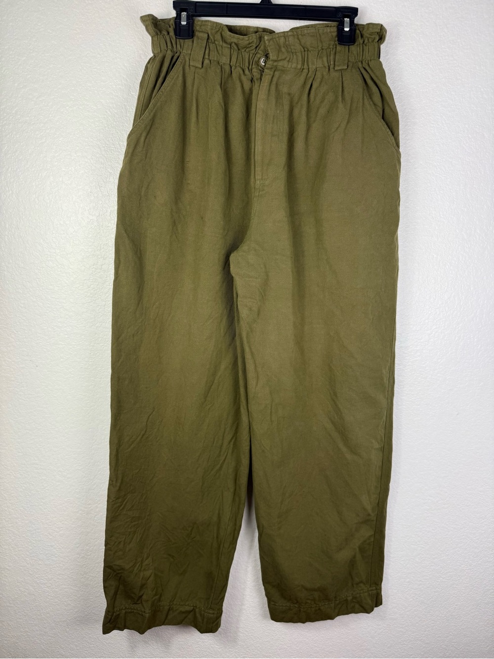Apiece Apart Olive Green Paperbag-Waist Chinos size L
